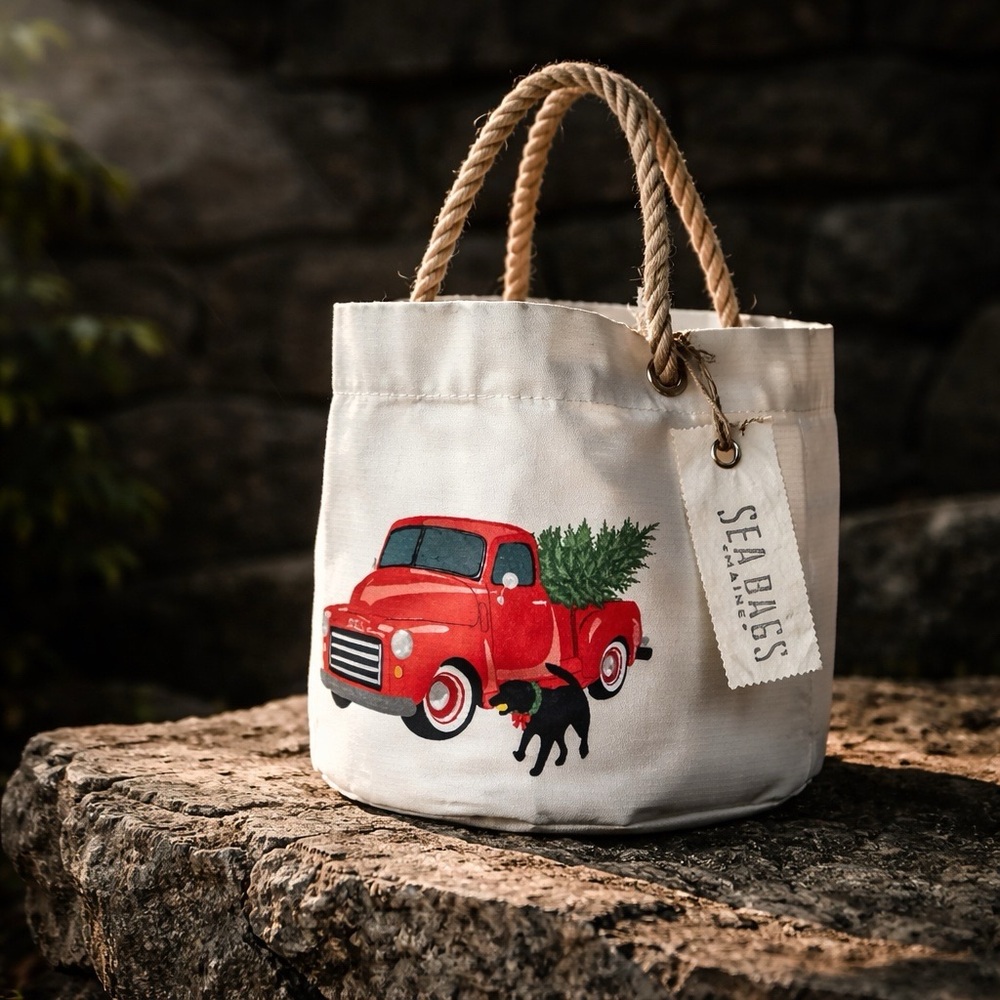 Sea Bags Holiday Tote with Red Truck